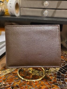 SWANK Brown Leather Bifold Wallet with ID Window